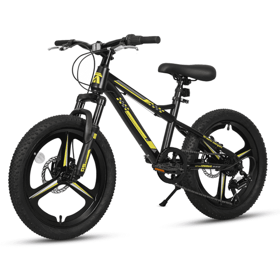 Hykolity 20 inch Kids Mountain Bike for Boys Girls Age 7-13 Year Old Children Bicycle 7 Speed Dual Disc Brake Front Suspension Fork Adjustable Seat, Black