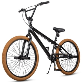 Hykolity 24 Inch Freestyle BMX Bike for Teen Boys Girls Bicycle with 4 BMX Pegs Rear Hand Brake Adjustable Seat Kickstand Reflectors, Brown
