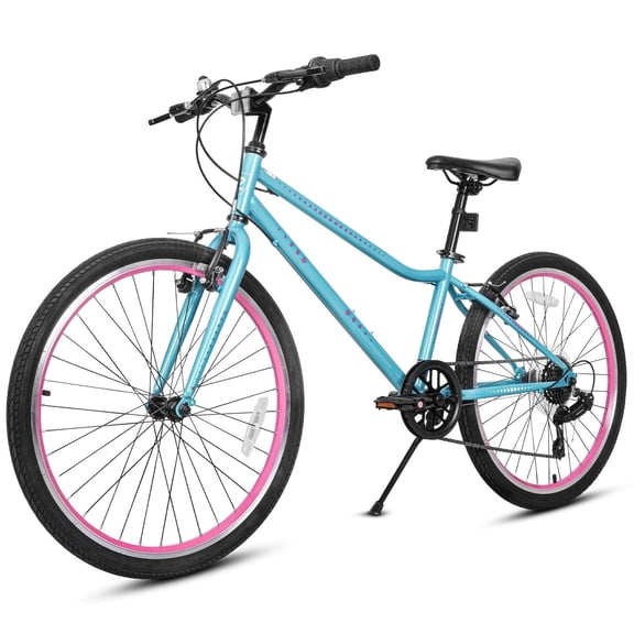 Hykolity 24 Inch Kids Mountain Bike Boys Girls Youth Bicycle For Teen Ages 14+ Children Bikes With Adjustable Seat Front Hand Brake Rear Coaster Brake Reflector, Blue