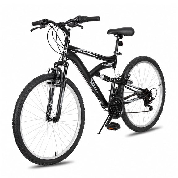 Hykolity 24 Inch Mountain Bike MTB Bicycle 18-Speed for Adult Rider Sport Trail Bikes Men Women Outdoor Cycling with Dual Full Suspension Twist Shifters Black