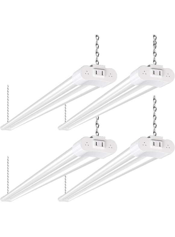 Hykolity 4 Pack 4FT LED Shop Light Linkable, 4400lm, 42w(250w Equivalent), 5000K Utility Shop Lights, Hanging or Flush Mount, with Power Cord and On/Off Switch