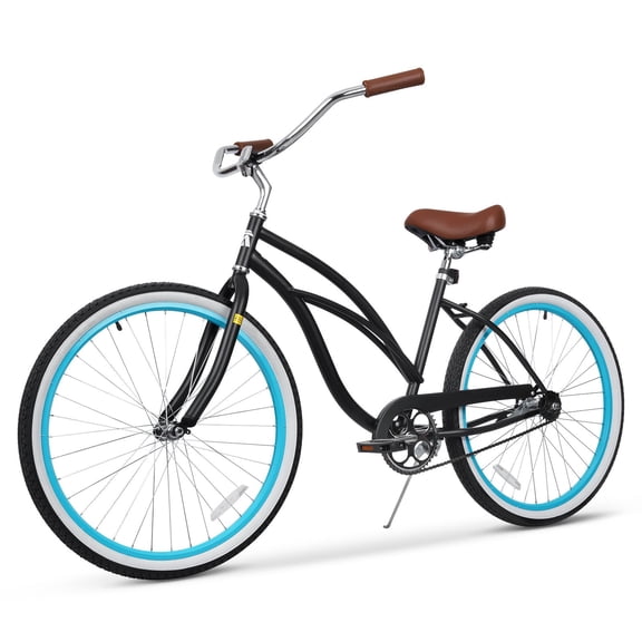 Hykolity Cruiser Bike 26 inch Beach Bicycle Single Speed for Adult Commuter City Bikes Women Men Rider with Coaster Brake, Comfortable Seat, Black