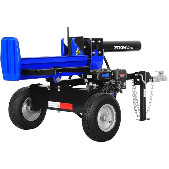 Hykolity Gas Log Splitter Towable 25 Ton Hydraulic 7HP 209cc Engine Horizontal/Vertical Steel Wedge Rapid Cycle Firewood Splitting Machine