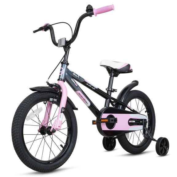 Hykolity Kids Bike Boy Girl Bicycle 16 inch for Children Age 4-6 Height 38-48" Child Sport Bike BMX Handbar includes Training Wheel Black Pink