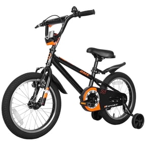 Hykolity Kids Bikes, 16 Inch BMX Style Boy's Bicycle Ages 4-6 Years Old, Kids Bicycle for Boys Girls with Training Wheels, Adjustable Seat, Front and Rear Fender, Black