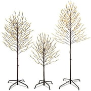 Hykolity Star Light Trees Set of 3, 3ft & 5ft & 6ft Lighted Branches with Warm White Fairy Lights, Indoor Outdoor Christmas & Wedding Decor (Brown Branch Star Trees)
