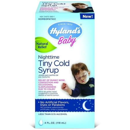 Hyland's Baby Nighttime Tiny Cold Syrup, Natural Relief 4 oz (Pack of 4)