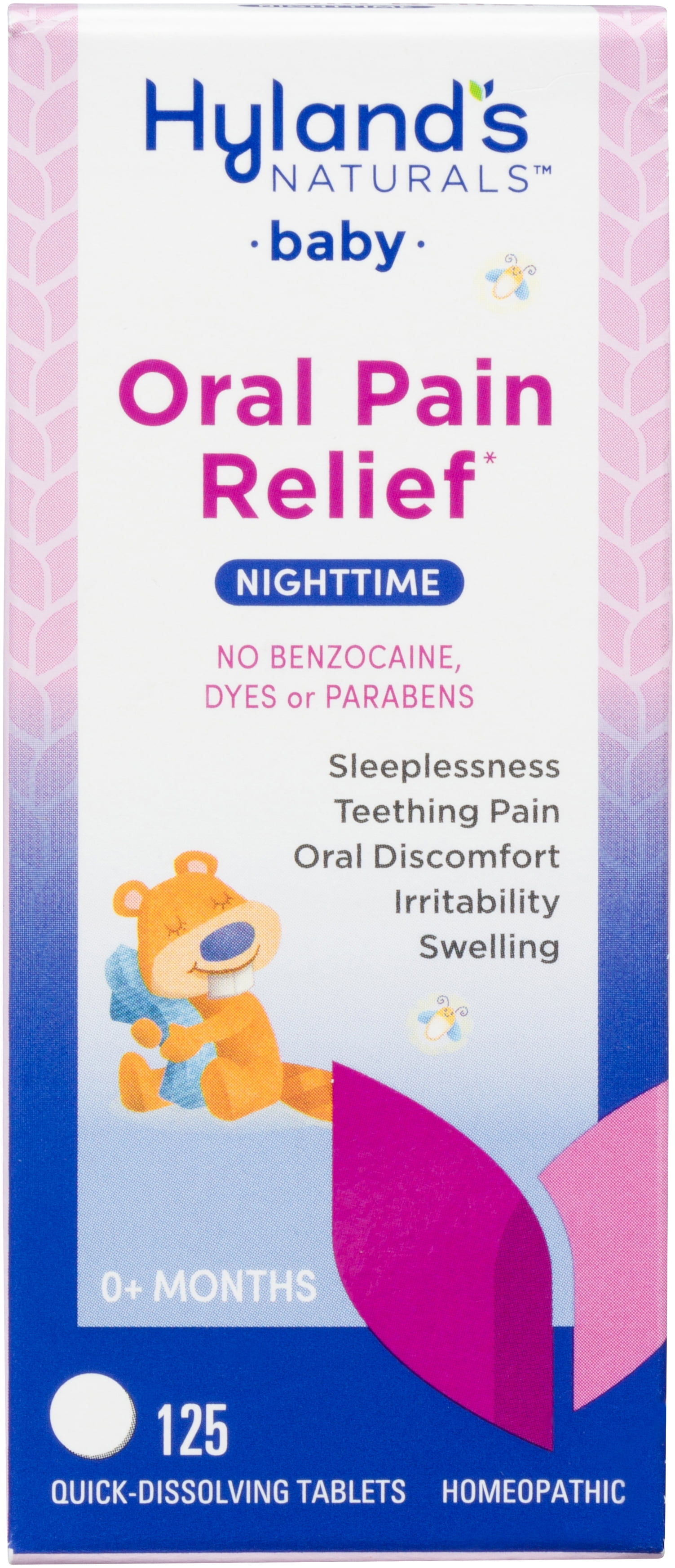 Hyland's Baby Oral Pain Relief, Ages 0+ Months, Nighttime, 125 Quick Dissolving Tablets