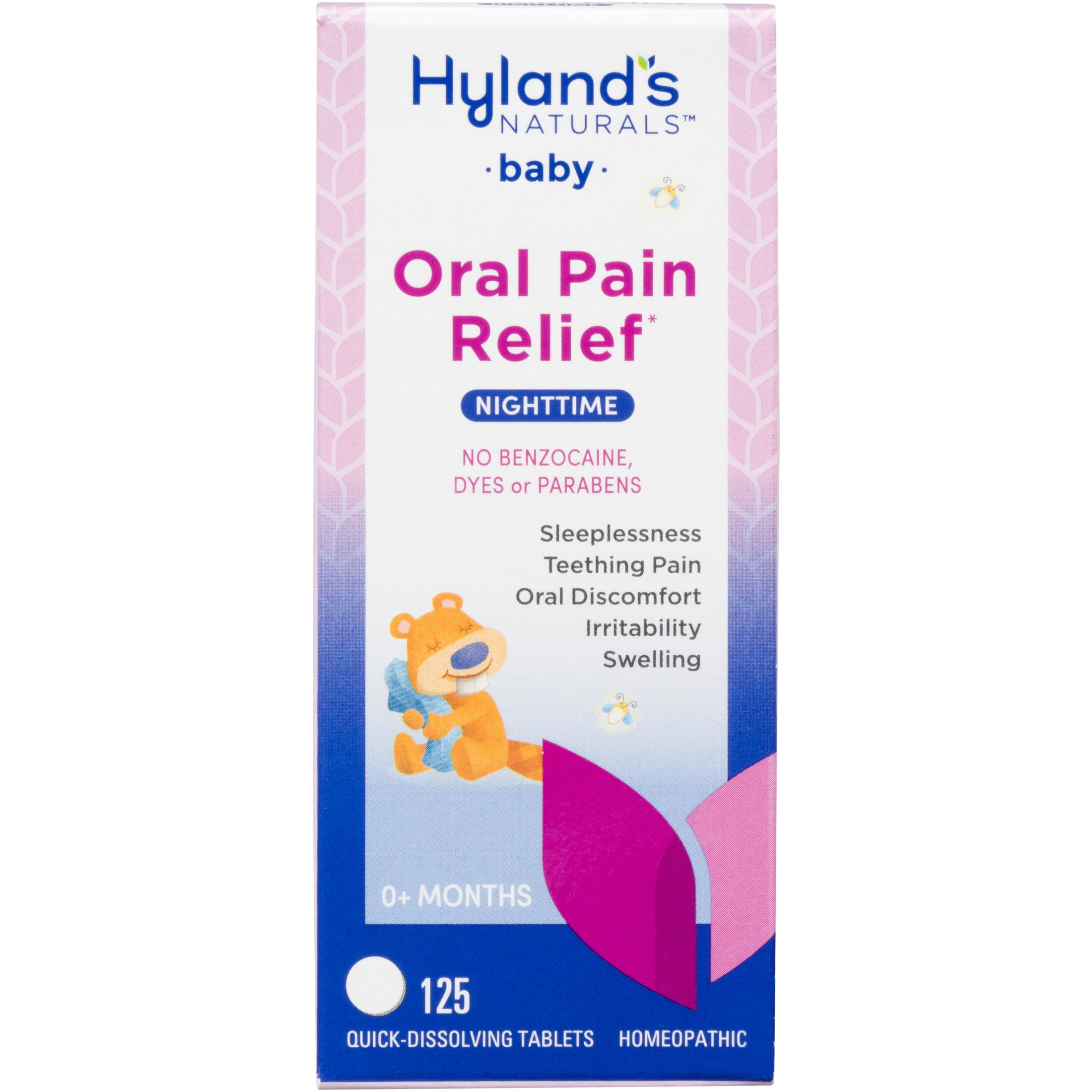 Hyland s Baby Oral Pain Relief Ages 0 Months Nighttime 125 Quick Dissolving Tablets