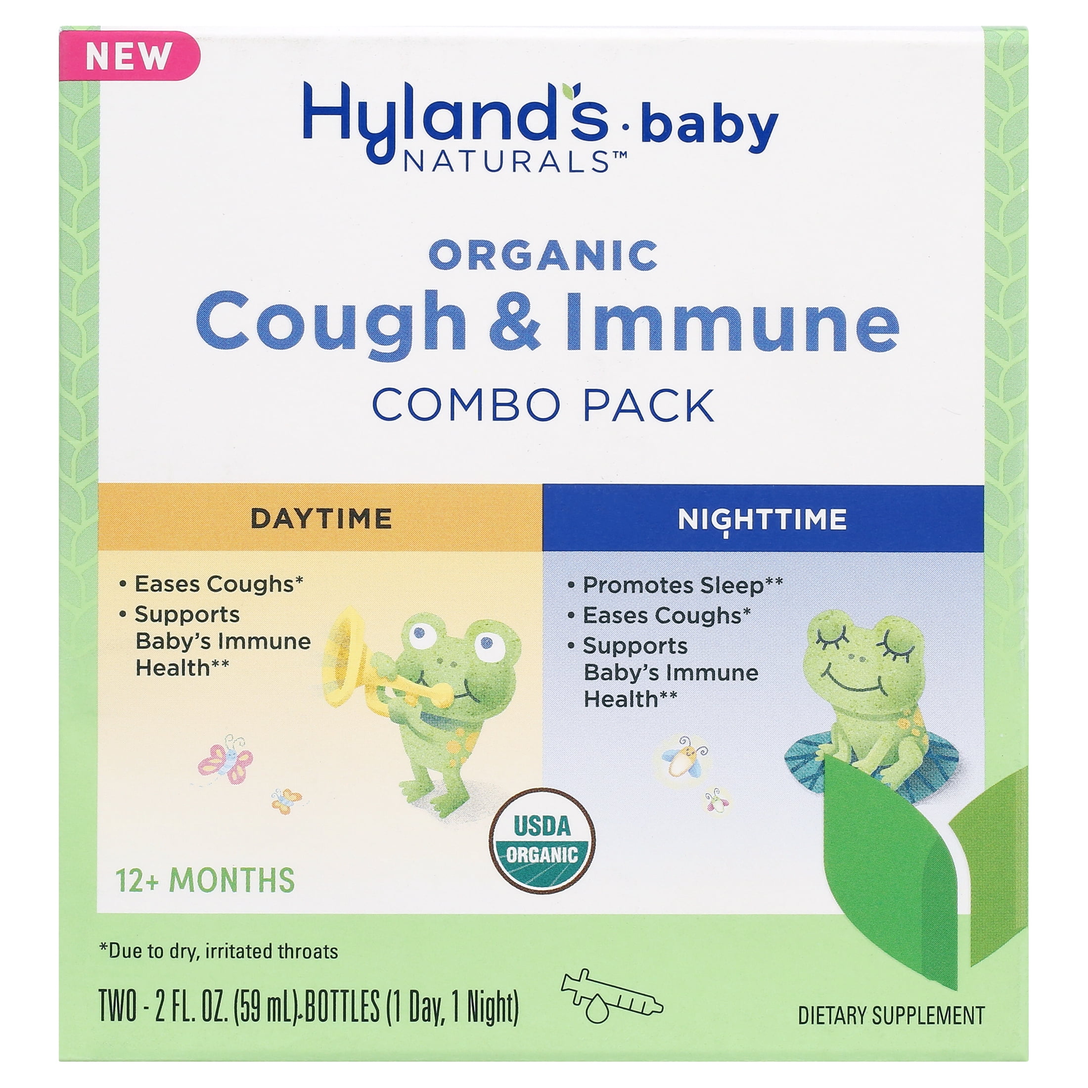 Hyland's Baby Organic Cough & Immune, Ages 12+ Months, Day & Night