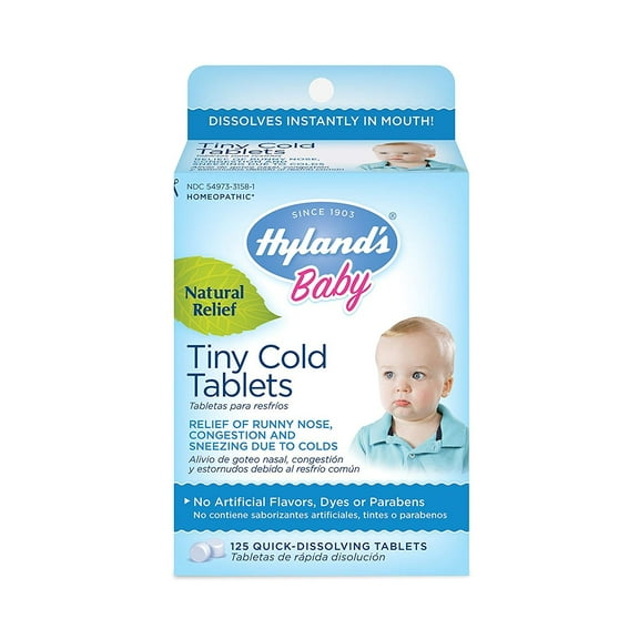 Hyland's Baby Tiny Cold Tablets, Natural Relief of Runny Nose, Congestion, and Occasional Sleeplessness Due to Colds, 125 Quick-Dissolving Tablets