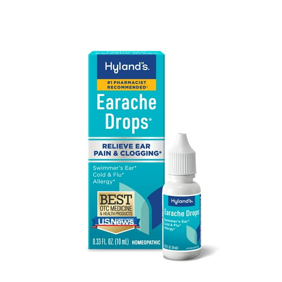 Hyland's Earache Drops, Natural Relief of Earaches & Clogging from Swimmers Ear, Colds, & Allergies, .33 fl oz
