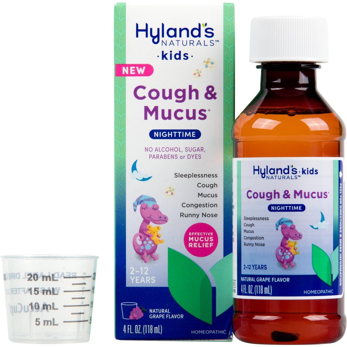 Hyland's Kids Cough & Mucus, Ages 2-12, Nighttime, Grape, 4 fl oz