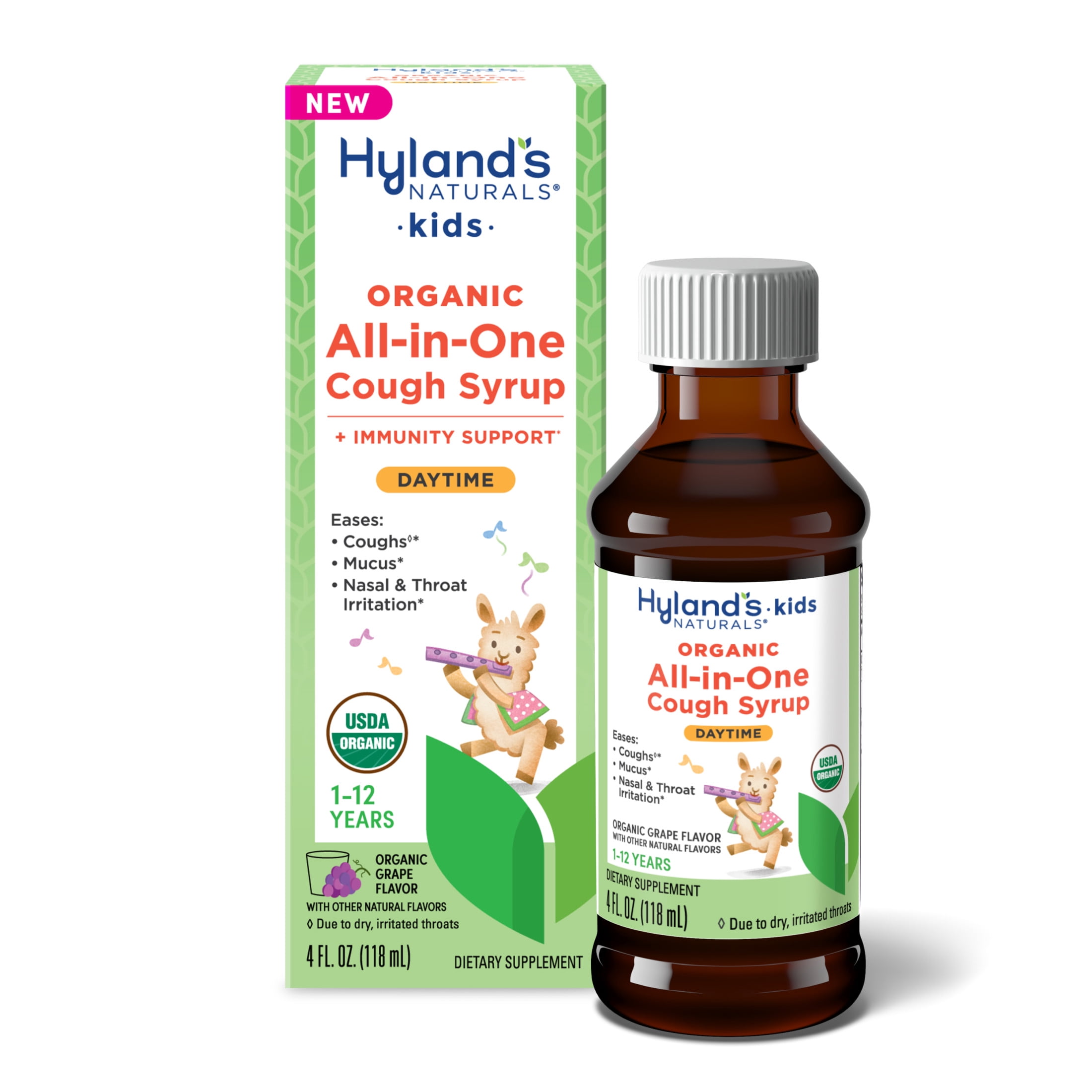 Hyland's Kids, Organic All-in-One Cough Syrup, Ages 1-12, Daytime, 4 fl oz
