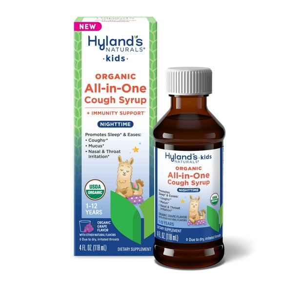 Hyland's Kids Organic All-in-One Cough Syrup, Ages 1-12, Nighttime, 4 fl oz