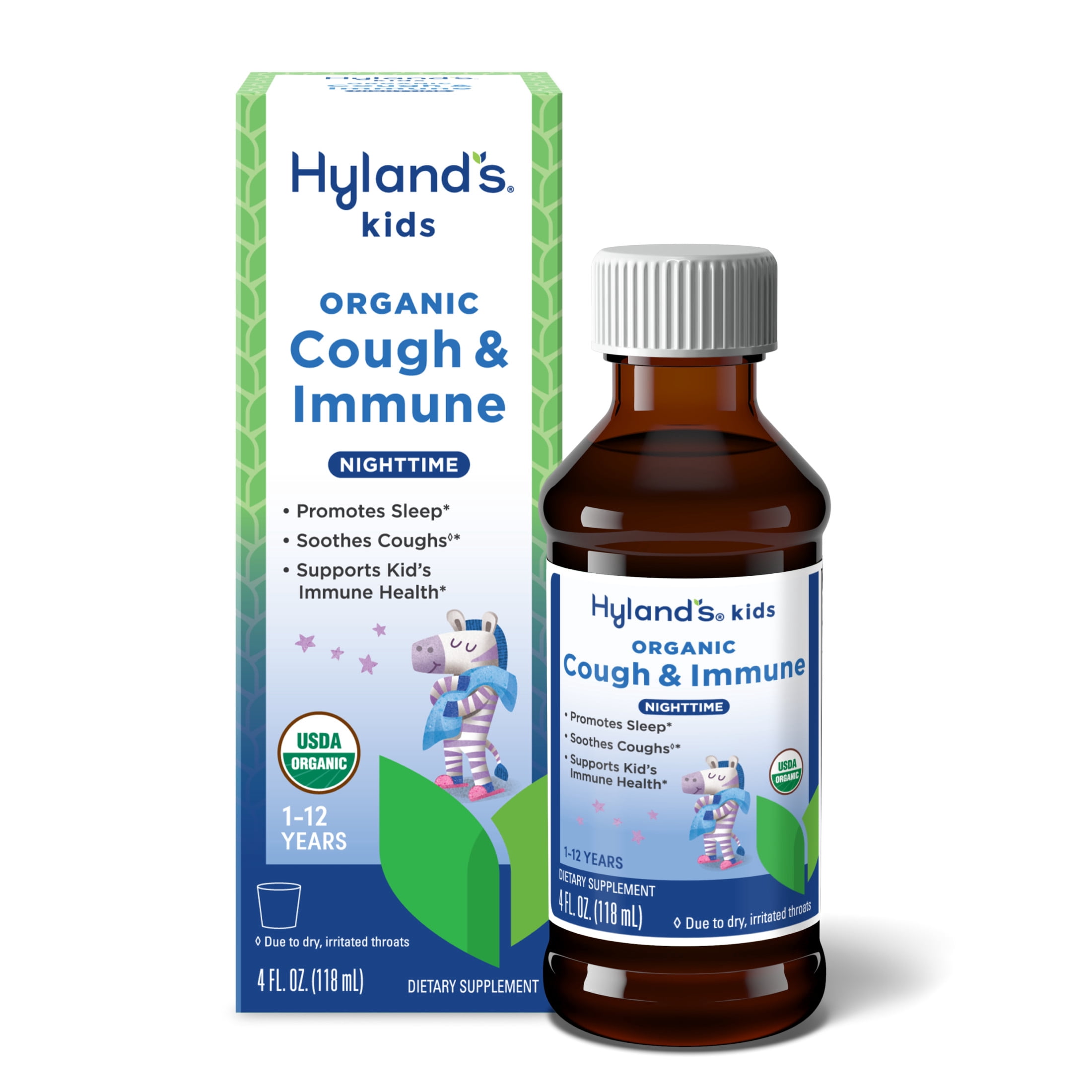 Hyland's Kids Organic Cough & Immune, Ages 1-12, Nighttime, 4 fl oz