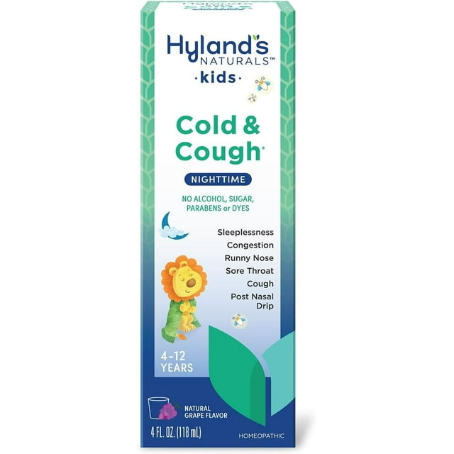 Hyland's Naturals Kids Cold & Cough, Nighttime Grape Cough Syrup