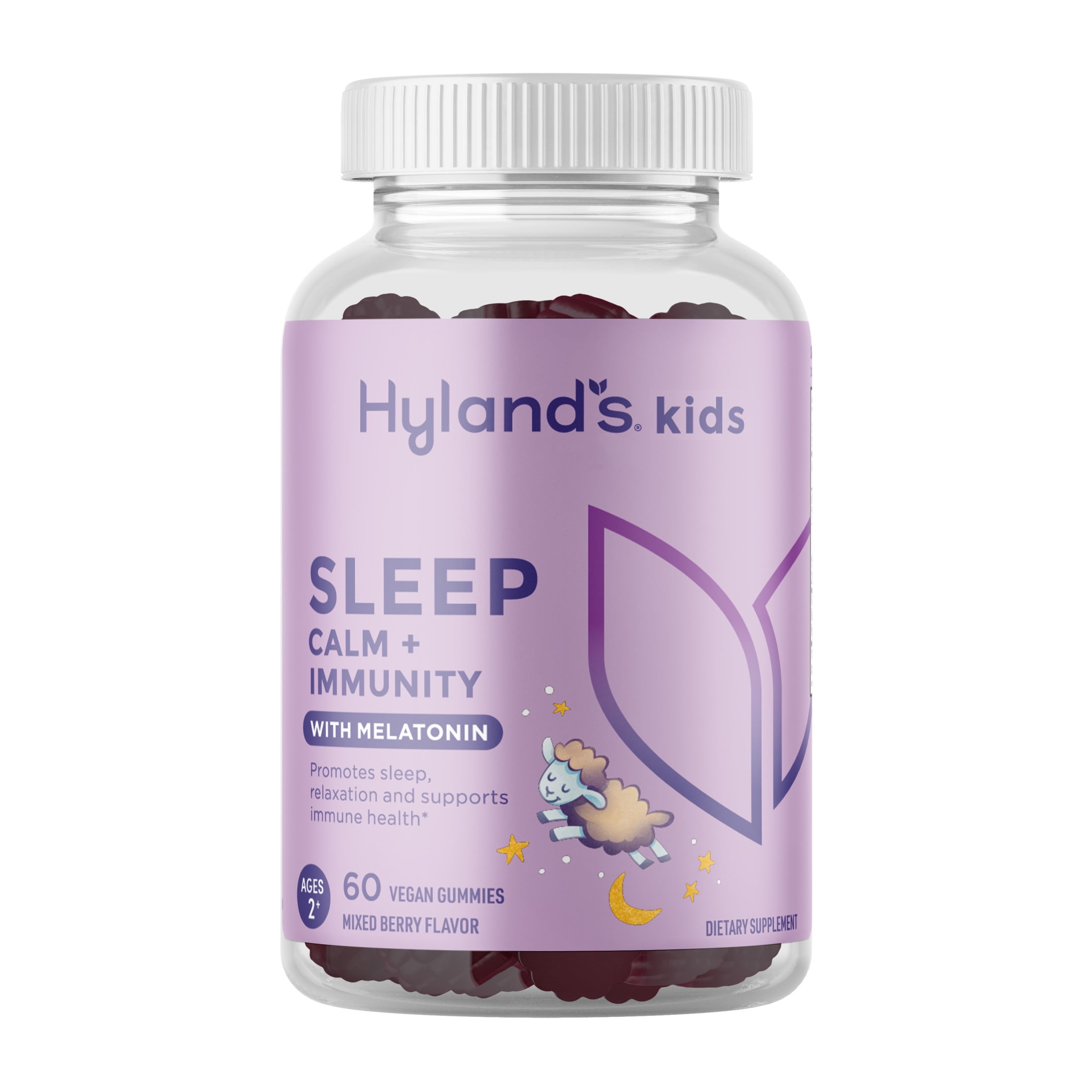 Hyland's Kids Sleep Calm + Immunity w/ Melatonin Vegan Gummies, Sleep Support for Sleeplessness & Restlessness, Chamomile & Elderberry 60 ct