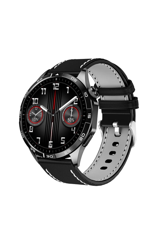 Android Smart Watch For Android IP68 WaterProof NFC Fitness Tracker Smartwatch with Calorie Counter Leather Black