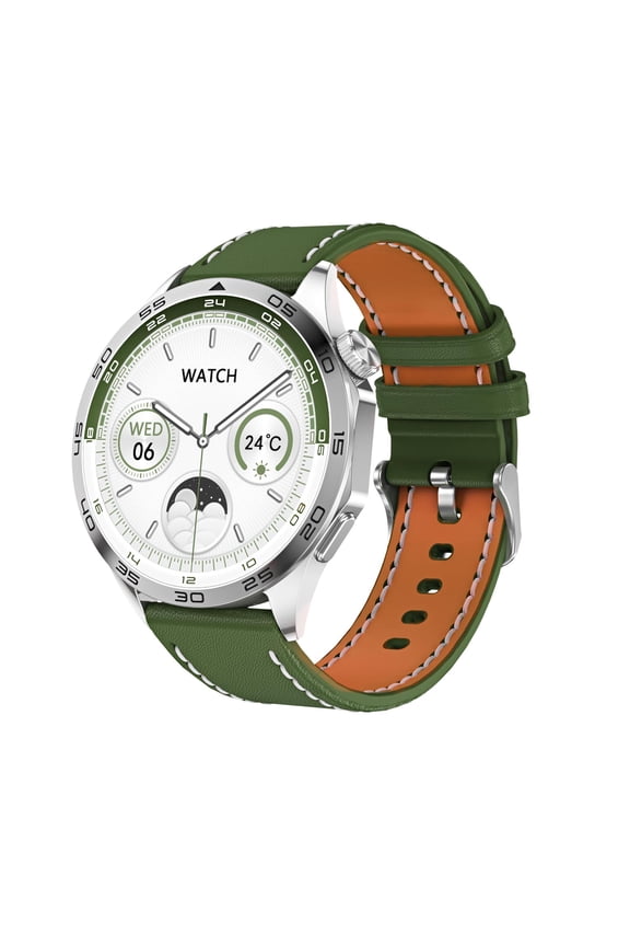 Android Smart Watch For Iphone IP68 NFC Calorie Burn Tracker Leather Fitness Tracker Green