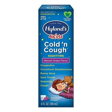 Hylands Kids Nighttime Cold and Cough Syrup by 4Kids, 4 oz