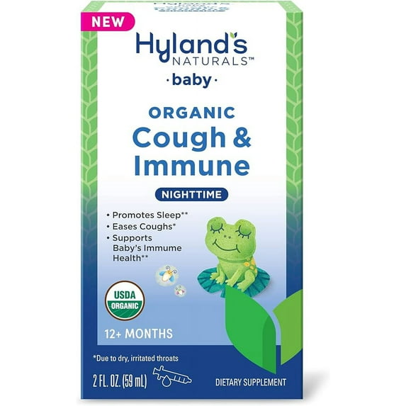 Hylands Naturals Baby Organic Cough And Immune Nighttime Syrup, 2 Oz..