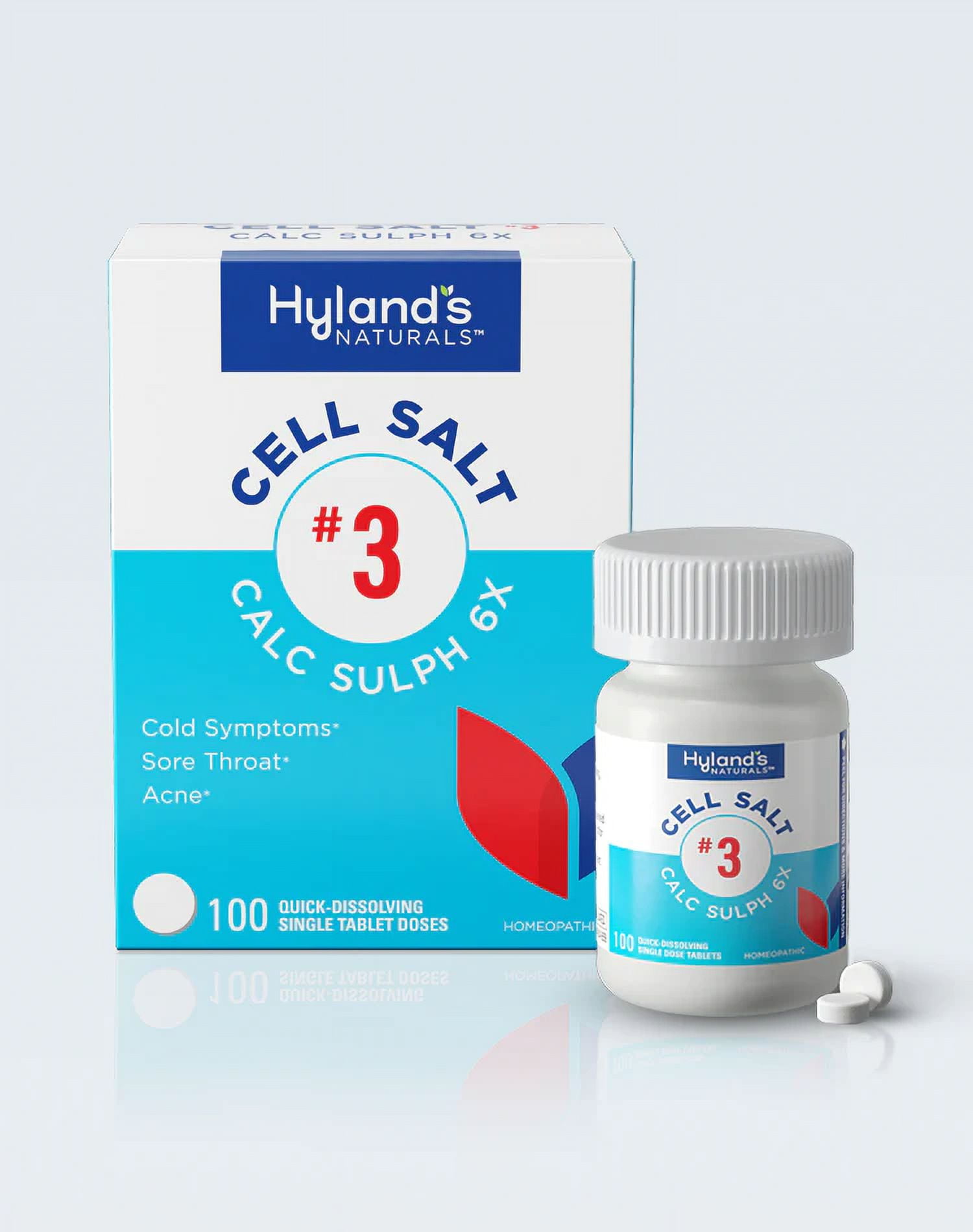 Hylands Naturals Cell Salt No 3 Calc Sulph 6X Tablets, Cold Relief, 100 Ea