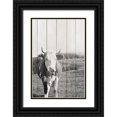 thumbnail image 1 of Hyler, JB 23x32 Black Ornate Wood Framed with Double Matting Museum Art Print Titled - BW Country Cows on Wood, 1 of 4