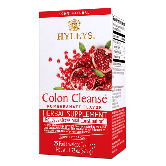 Hyleys Colon Cleanse Tea - Green Tea Pomegranate Flavor - 25 Tea Bags (1 Pack)