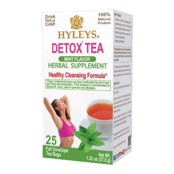 Hyleys Detox Green Tea Mint - Body Cleanse Blend with 25 Tea Bags