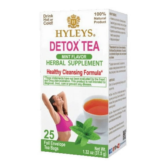 Hyleys Detox Green Tea Mint - Body Cleanse Blend with 25 Tea Bags