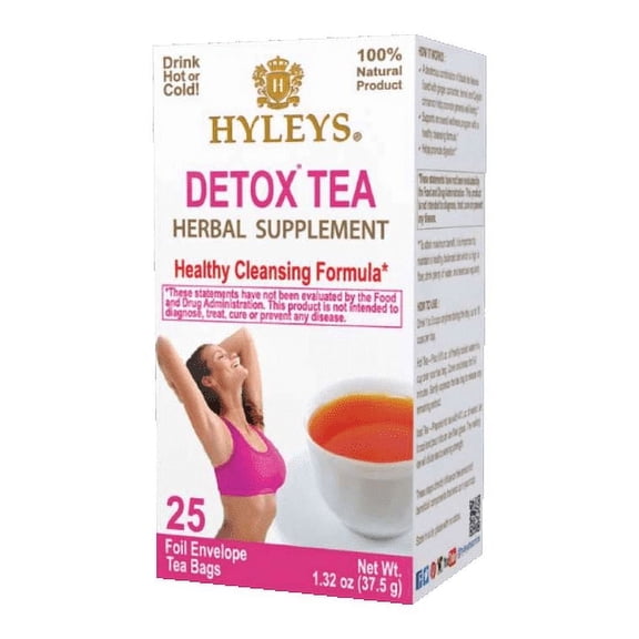 Hyleys Detox Tea for Cleanse – Black Tea with Ginger and Honey – 25 Tea Bags (1 Pack) – Supports Digestion & Detox
