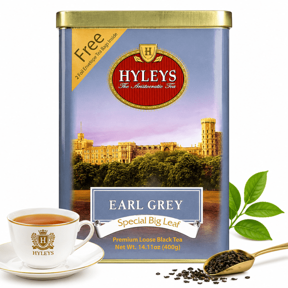 Hyleys Earl Grey Tea, Big Leaf Loose, 14.11 oz (400g) - Loose Leaf Tea