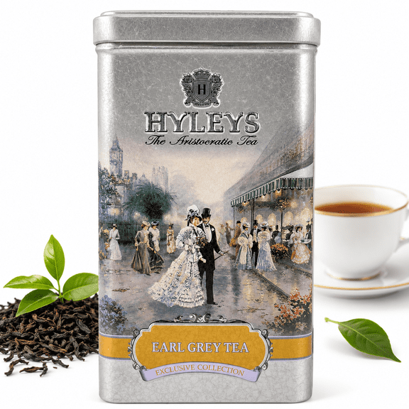 Hyleys Earl Grey Tea in Gift Tin - 3.5 oz (100g) - English Loose Leaf Black Tea