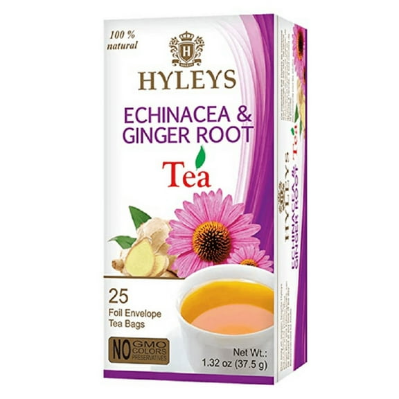 Hyleys Green Tea with Echinacea and Ginger Root - 25 Tea Bags