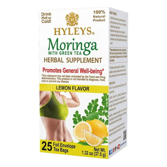 Hyleys Green Tea with Moringa Oleifera Lemon Flavor - 25 Tea Bags