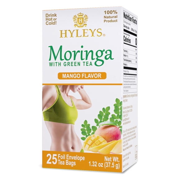Hyleys Moringa Leaves Green Tea Bags - 25 ct - Mango Tea Flavor