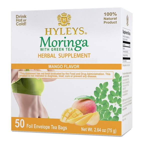 Hyleys Green Tea with Moringa Oleifera Mango Flavor - 50 Tea Bags