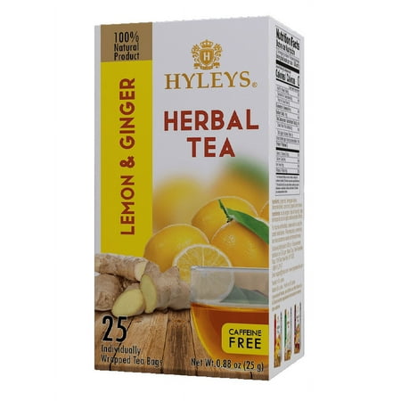Hyleys Herbal Tea - Lemon & Ginger Flavor - 25 Tea Bags