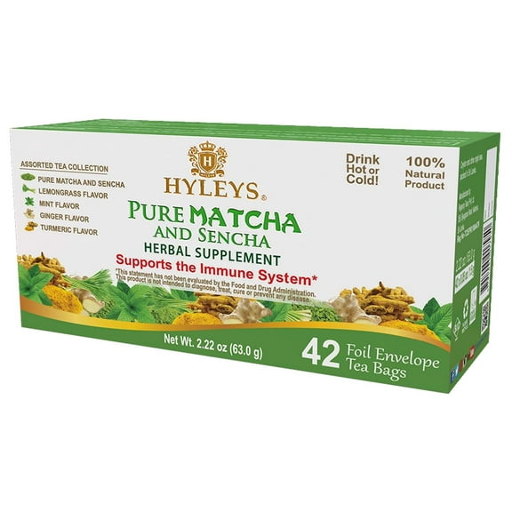 Hyleys Japanese Matcha Green Tea Assorted Flavor Blend – 42 Tea Bags Tea Variety Pack