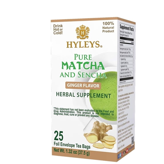 Hyleys Japanese Pure Matcha Green Tea Ginger Flavor - 150 Tea Bags (6 Pack)