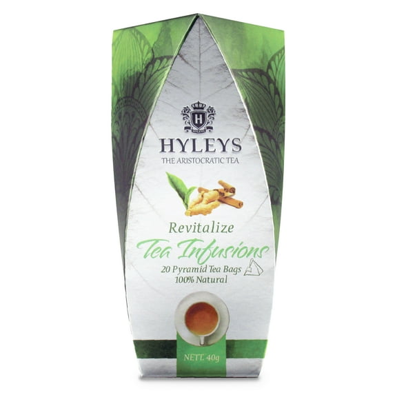 Hyleys Revitalize Green Tea Infusions - Cardamom, Black Pepper & Cinnamon - Antioxidant-Rich, Aromatic Blend - 20 Tea Bags