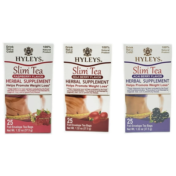 Hyleys Slim Tea - 3 Pack (Acai Berry, Goji Berry and Raspberry) 25 teabags each