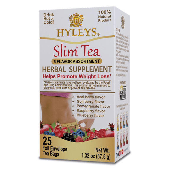 Hyleys Slim Tea 5 Flavor Assortment - Weight Loss Cleanse Detox - 25 Tea Bags