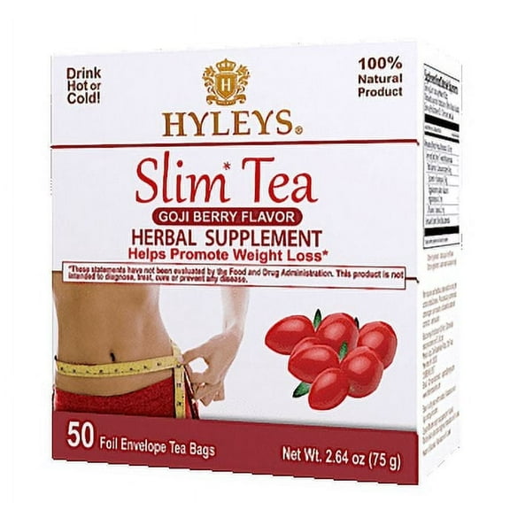 Hyleys Slim Tea Goji Berry Flavor - Weight Loss Cleanse Detox - 50 Tea Bags