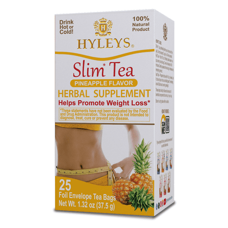 Hyleys Slim Tea Pineapple Flavor - Weight Loss Cleanse Detox - 25 Tea Bags