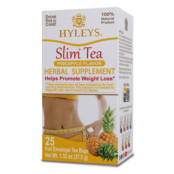 Hyleys Slim Tea Pineapple Flavor - Weight Loss Cleanse Detox - 25 Tea Bags