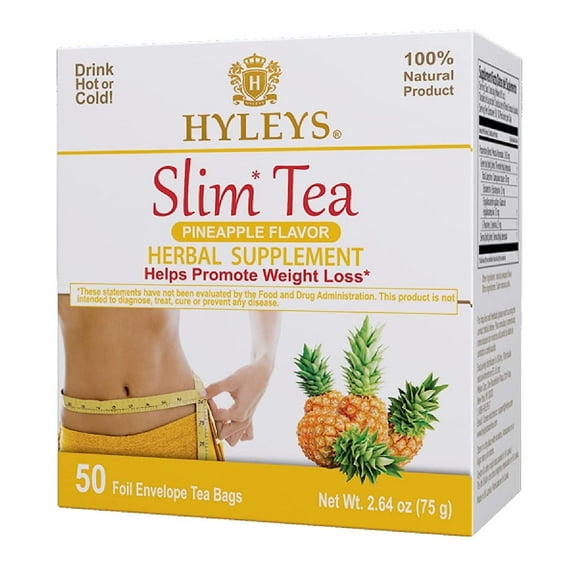 Hyleys Slim Tea Pineapple Flavor Weight Loss Cleanse Detox 50 Tea Bags