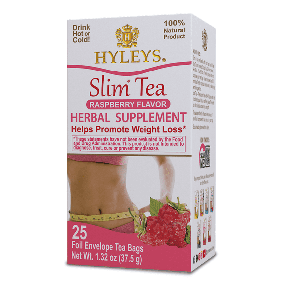 Hyleys Slim Tea Raspberry Flavor - Weight Loss Cleanse Detox - 300 Tea Bags (12 Pack)