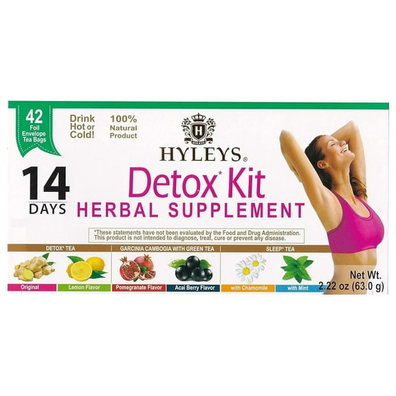 Hyleys Tea 14 Days Detox Kit, Assorted, 42 Foil Envelope Tea Bags, 2.22 oz (63 g)